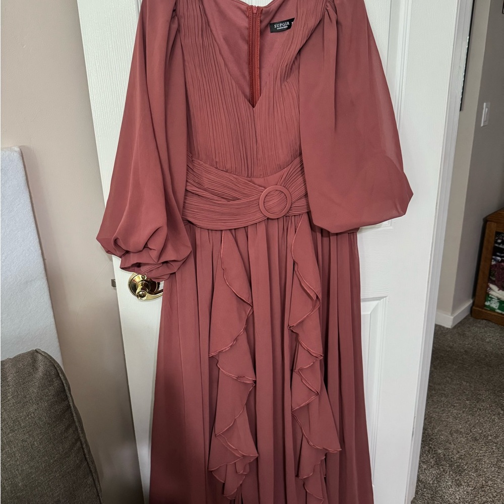 Jessica Howard Dusty Rose Long Sleeve Dress